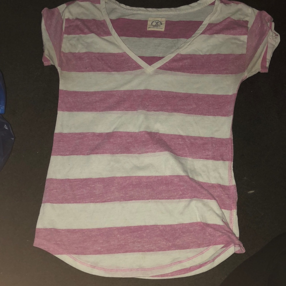 Pink and white American eagle shirt